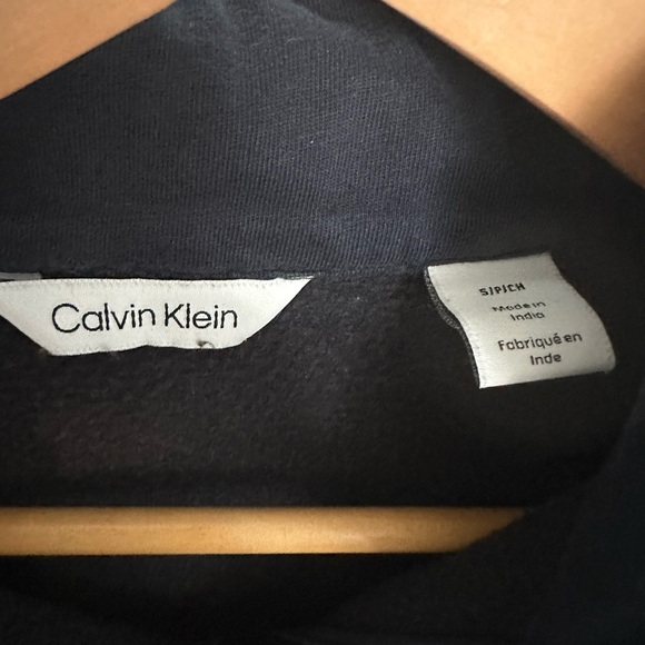 Calvin Klein Sweatshirt Men Medium Navy Black White 1/4 Zip Mock Collar Size Sm - Picture 2 of 3